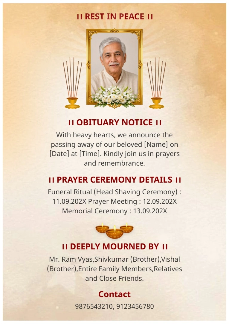 Memorial Service Invitation Card